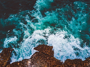 bubbles of water, Sea, Surf, Foam