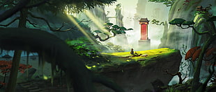 green trees, Chen Chao, landscape, jungle, men HD wallpaper