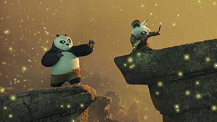 two black and white ceramic figurines, Kung Fu Panda HD wallpaper