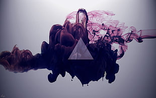 maroon smoke illustration, triangle, smoke, digital art HD wallpaper