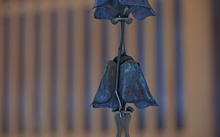 blue metal pendant decoration, blossoms, bokeh HD wallpaper