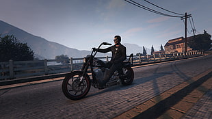 black cruiser motorcycle, Grand Theft Auto Online, Grand Theft Auto V HD wallpaper