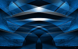 metallic digital wallpaper, abstract, blue, artwork HD wallpaper