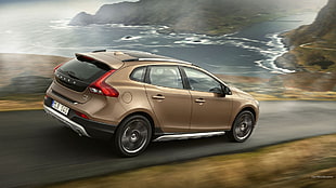 beige Volvo XC-series SUV, car, Volvo V40 HD wallpaper