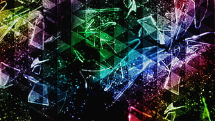 multicolored digital wallpaper, abstract, colorful, triangle, shattered HD wallpaper