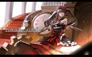 Date A Live Tokisaki Kurumi digital wallpaper, Date A Live, Tokisaki Kurumi, clocks, gun HD wallpaper