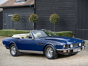 classic blue and gray coupe convertible