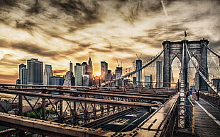 tower bridge painting, bridge, HDR, building, cityscape