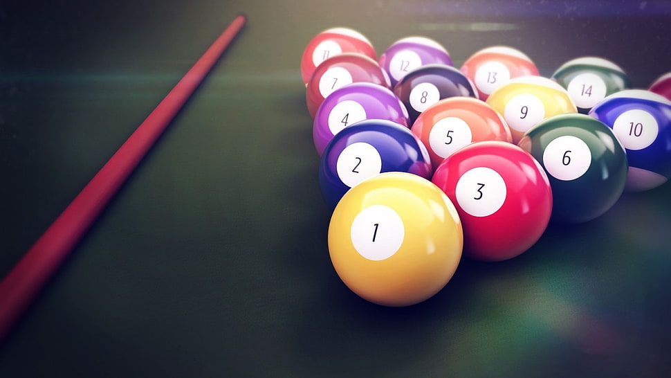 cue ball set, billiards, billiard balls HD wallpaper