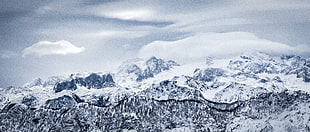 snow mountain and white clouds