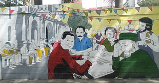 wall with illustration of men, wall, Fidel Castro, Hugo Chávez, José Martí HD wallpaper