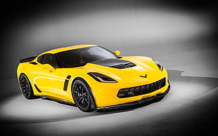 yellow coupe, Corvette HD wallpaper