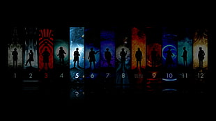12-panel silhouette photo set HD wallpaper