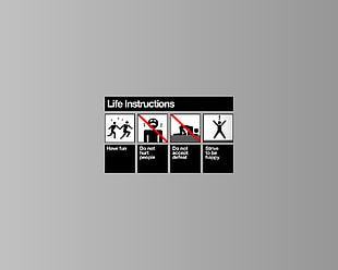 life instructions illustration, motivational, minimalism, humor, simple background HD wallpaper