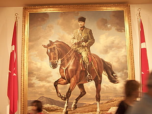 Mustafa Kemal Ataturk riding horse painting, Mustafa Kemal Atatürk HD wallpaper