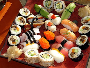 sushi japanese food on plate HD wallpaper