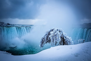 waterfalls covered with snow HD wallpaper