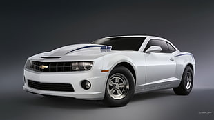 white Chevrolet Camaro coupe, Chevrolet Camaro, car