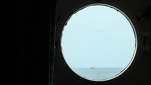 black and white wooden cabinet, landscape, sea, ship HD wallpaper