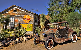 vintage rusted steel coupe, car, old car, Rat Rod, wreck HD wallpaper