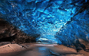 ice cave, nature, landscape, ice, cave HD wallpaper