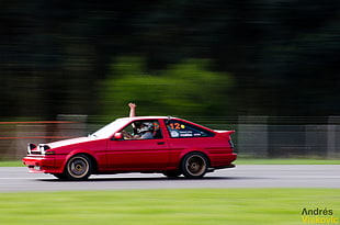 red coupe, drift, Toyota AE86, AE86, Toyota Corolla AE86 HD wallpaper