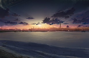 body of water illustration, anime, landscape, 5 Centimeters Per Second HD wallpaper