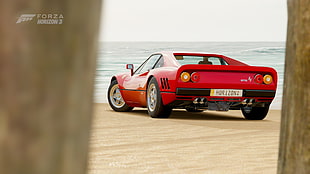 red Ferrari coupe, forza horizon 3, video games, Ferrari HD wallpaper