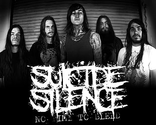 grayscale photo of Suicide Silence band HD wallpaper