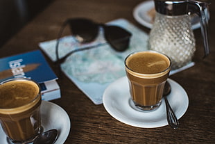 two clear coffee glasses