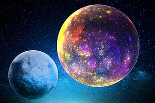 two purple and blue planets wallpaper, space, planet, stars HD wallpaper