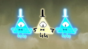 blue and yellow triangular illustrations, Gravity Falls