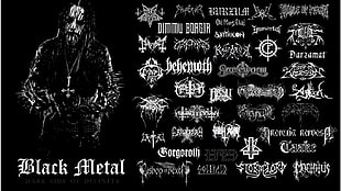 Black Metal labelled with male illustration HD wallpaper