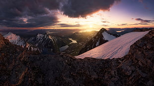 landscape photo of snow mountains, nature, landscape, mountains, mist