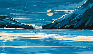 snowfiled during nighttime illustration, artwork, Aenami HD wallpaper