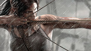 Tomb Raider illustration, Tomb Raider, archer, hair bows, hunter HD wallpaper