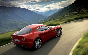 red couep, Alfa Romeo, Alfa Romeo 8C, car, red cars HD wallpaper