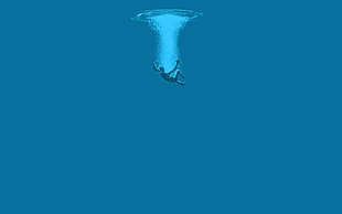 drowning person painting, water, blue, minimalism, underwater HD wallpaper