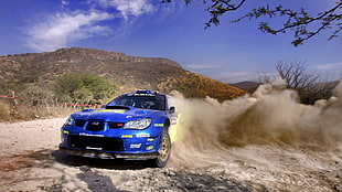 blue car, Subaru Impreza , rally cars, drift, blue cars