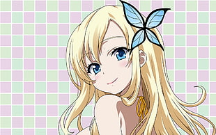 yellow haired anime girl illustration HD wallpaper