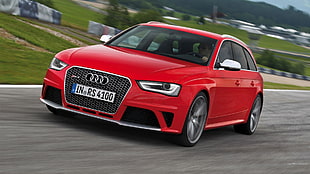 red Audi A-series sedan, Audi RS4, Audi, red cars, vehicle