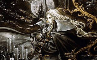 man holding sword wearing black cloak HD wallpaper