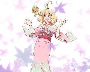 Black Haired Female Anime Character Wearing Pink Kimono Hd