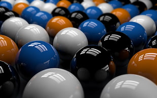 assorted-color ceramic balls, bowls