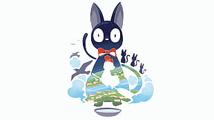 blue cat illustration, Kiki's Delivery Service HD wallpaper