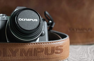 black Olympus DSLR camera in focus photography HD wallpaper