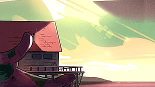 person holding house illustration, Steven Universe, cartoon