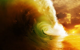 ocean wave illustration, waves HD wallpaper