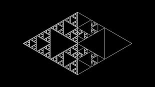 black and white chevron print textile, mathematics, science, triangle, sierpinski triangle HD wallpaper
