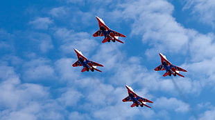 four red jet aircrafts, Mikoyan MiG-35 HD wallpaper
